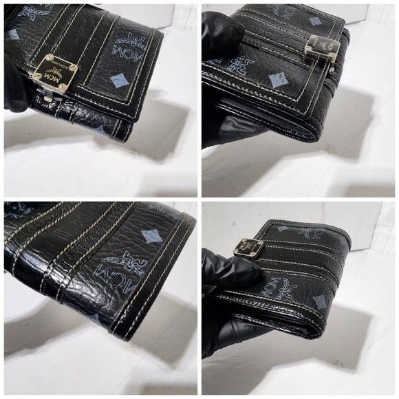 Authentic MCM Monogram Bi-fold Leather Wallet Black/Grey - Picture 15 of 15
